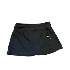 Time and Tru Swim Skirt Ruched‎ Drawstring Black Recycled Polyester Resort